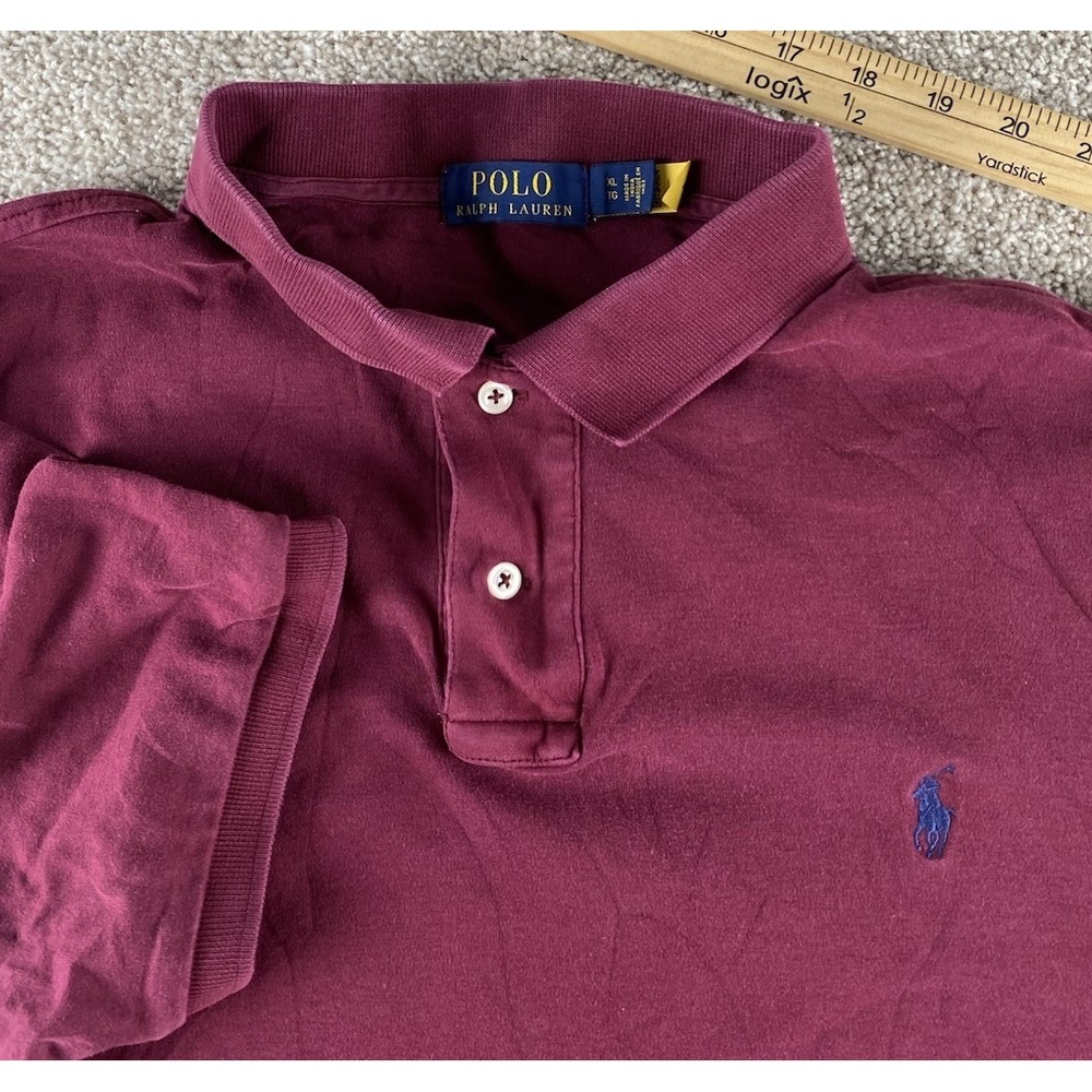 Polo Ralph Lauren Maroon Soft Cotton Polo Mens XL Classic Blue Pony Preppy Work